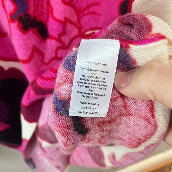 Talbots Petite Pure Cashmere Poppy Sweater PM Talbots Floral Print - Picture 4 of 7